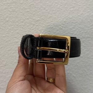 italian leather w brass buckle belt